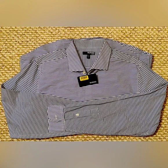 murano mens dress shirts Murano Slim Fit Non-Iron Spread Collar Printed Dress Shirt, Mens, 17.5 x 34, Grey/White
